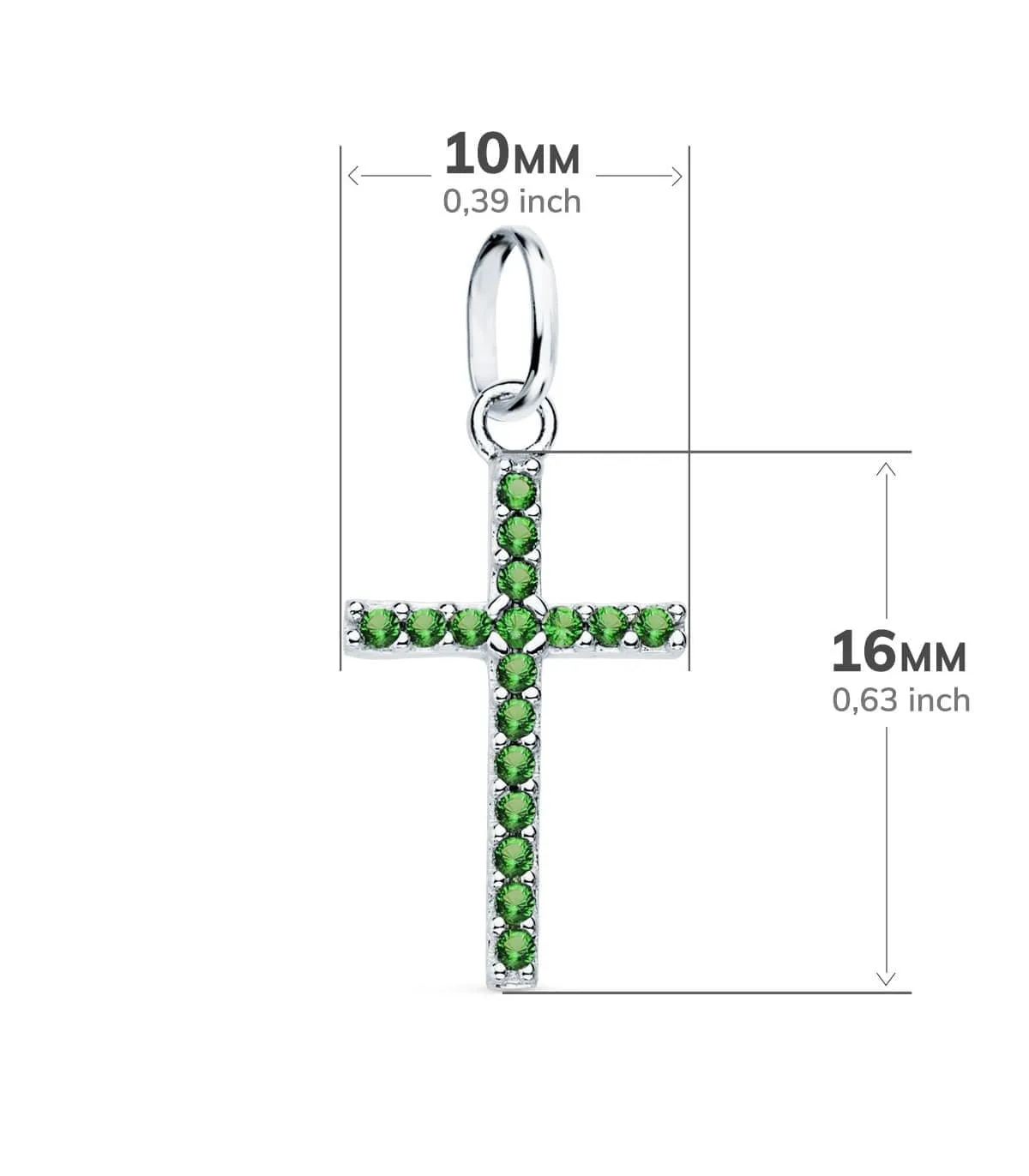 Colgante Cruz Oro Blanco 18k Verde