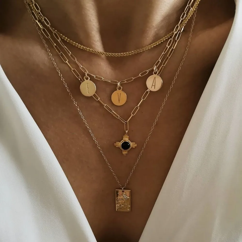 Collar Link Chapitas Oro