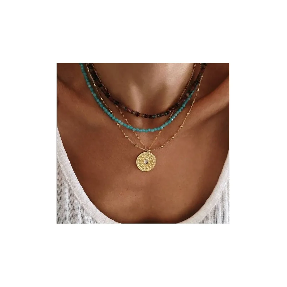 Collar Maldives Amazonita Oro