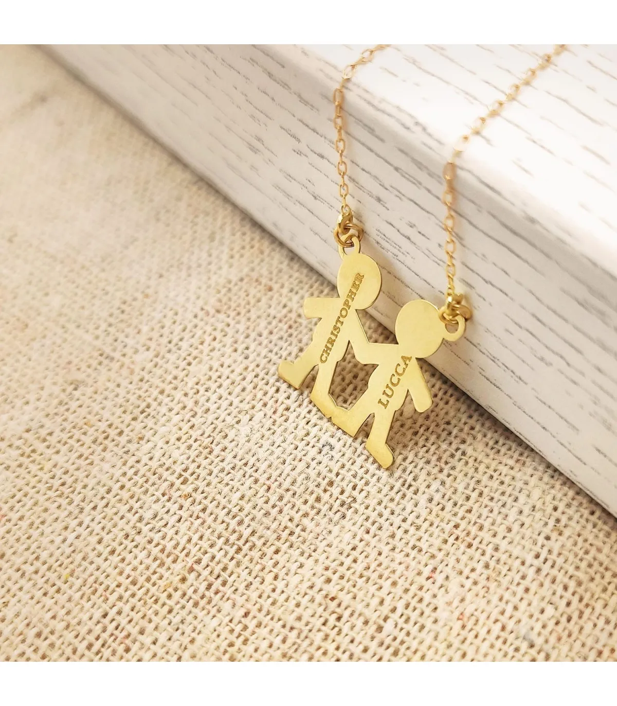 Collier personnalisable silhouette garçons Or 18K