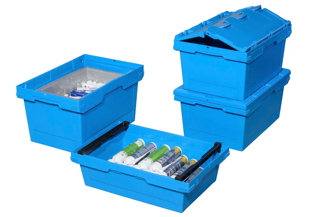 CONT. APILABLE POLIV CLASSICLINE D, CIERRE AUTóN., ENCAJ., 600 X 400 X 349 MM, AZUL, PACK = 2 UDS.