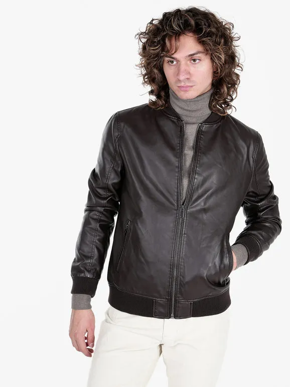 Coveri Collection Chaqueta de hombre en ecopiel con cremallera.