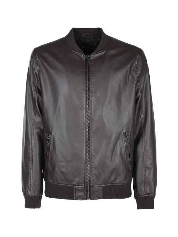 Coveri Collection Chaqueta de hombre en ecopiel con cremallera.