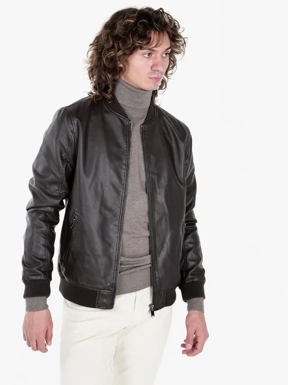 Coveri Collection Chaqueta de hombre en ecopiel con cremallera.