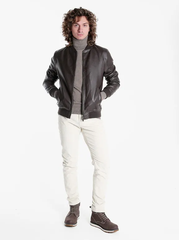 Coveri Collection Chaqueta de hombre en ecopiel con cremallera.