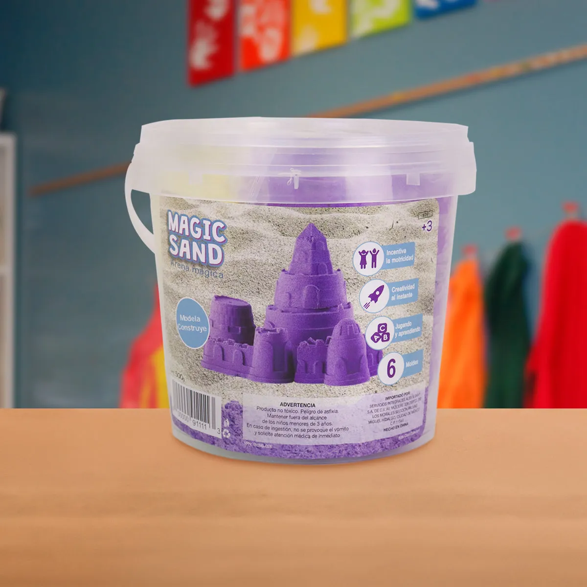 Cubeta de Arena Mágica color Morado para Nios