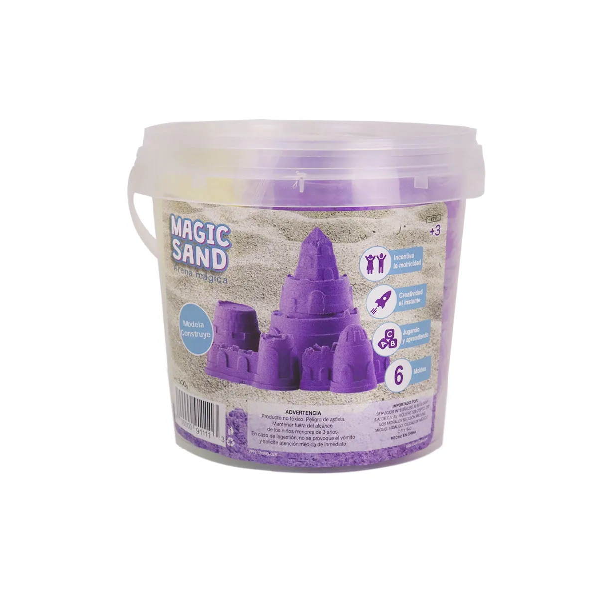 Cubeta de Arena Mágica color Morado para Nios