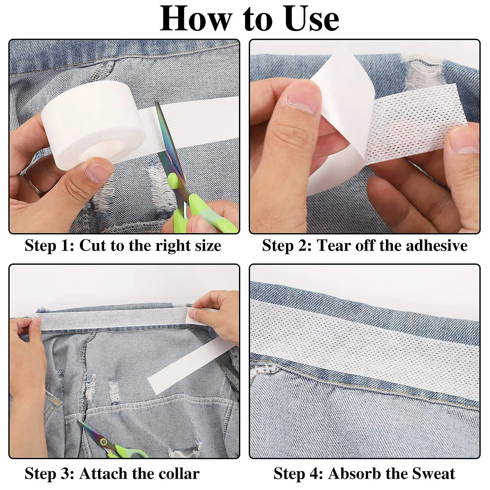 Disposable Shirt Liner Collar Tape Breathable Sweat Absorbent Collar Sticker For Protecting Shirt Collar From Being Dirty