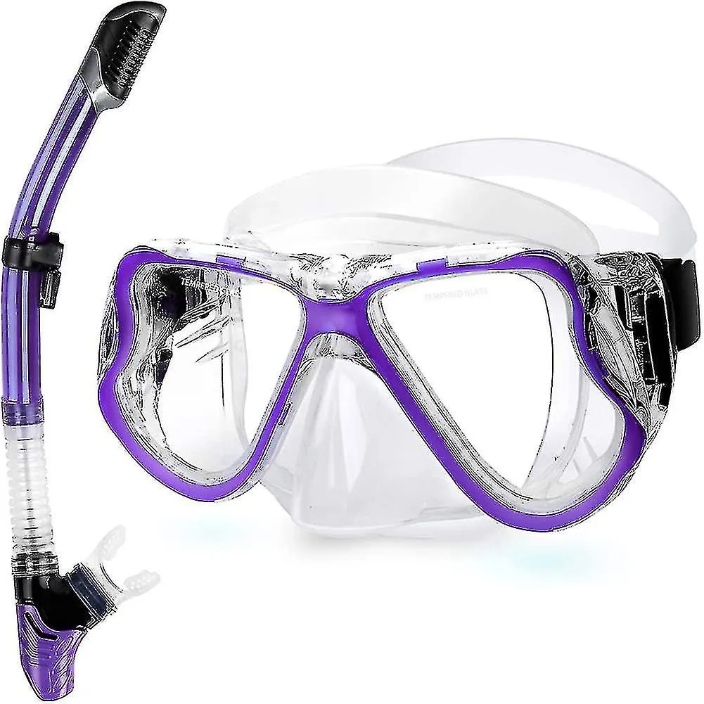 DRY SNORKEL SET,ANTIFOG SCUBA DIVING MASK,PANORAMIC WIDE VIEW DIVING GOGGLE,EASY BREATHIN