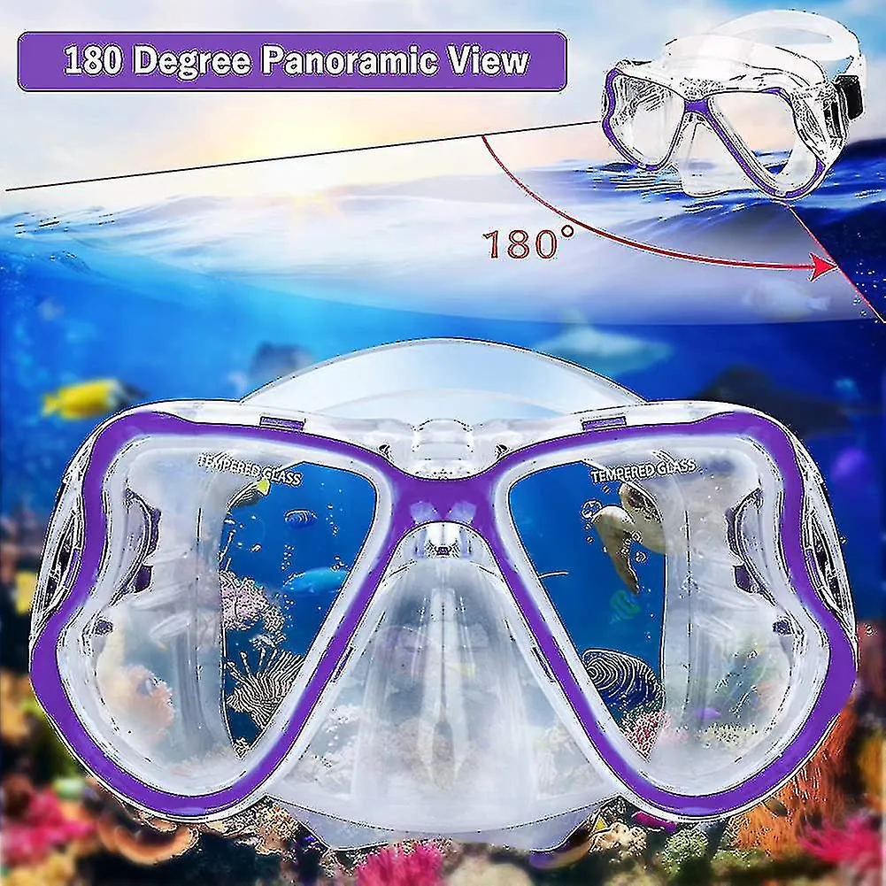 DRY SNORKEL SET,ANTIFOG SCUBA DIVING MASK,PANORAMIC WIDE VIEW DIVING GOGGLE,EASY BREATHIN