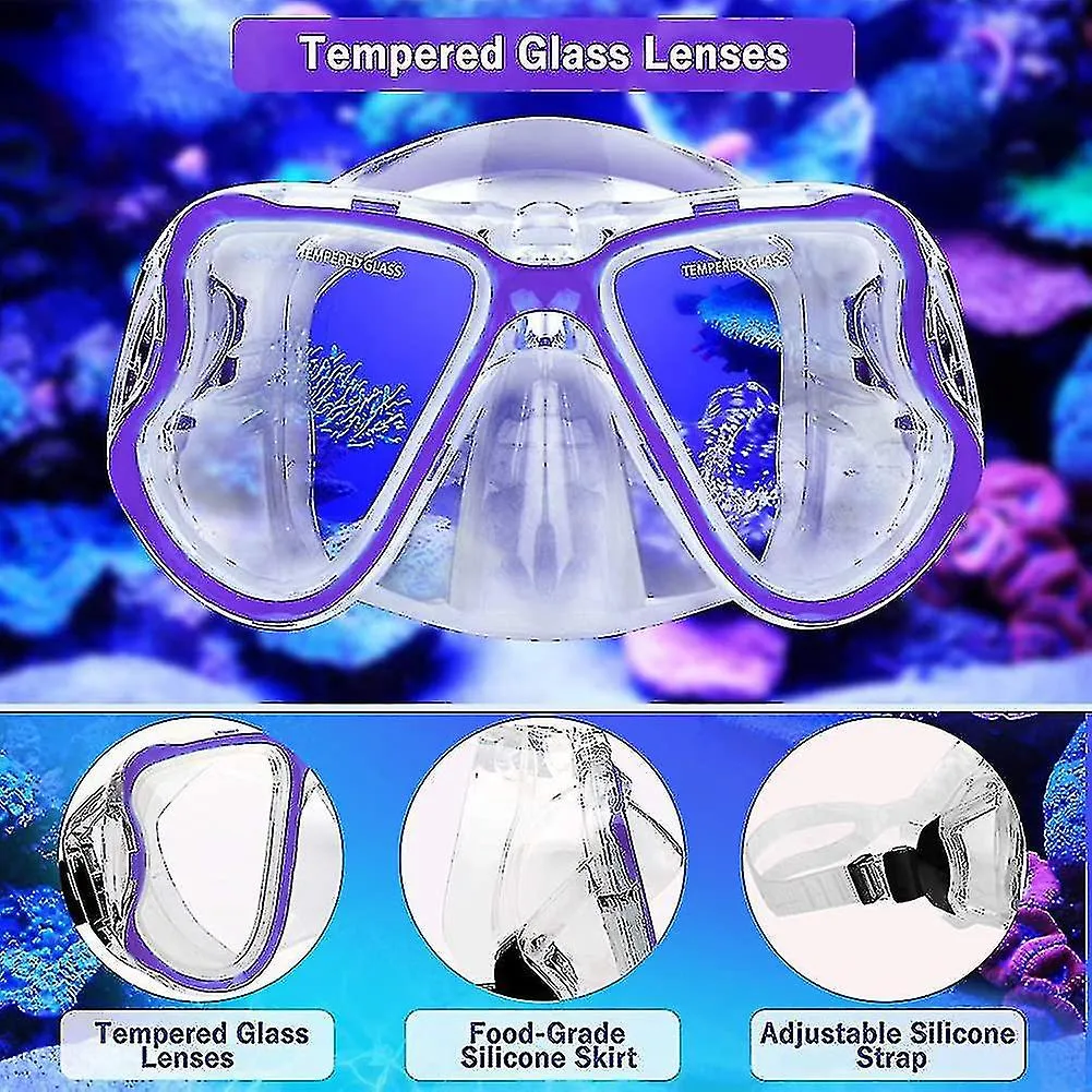 DRY SNORKEL SET,ANTIFOG SCUBA DIVING MASK,PANORAMIC WIDE VIEW DIVING GOGGLE,EASY BREATHIN
