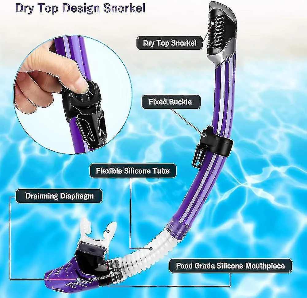 DRY SNORKEL SET,ANTIFOG SCUBA DIVING MASK,PANORAMIC WIDE VIEW DIVING GOGGLE,EASY BREATHIN