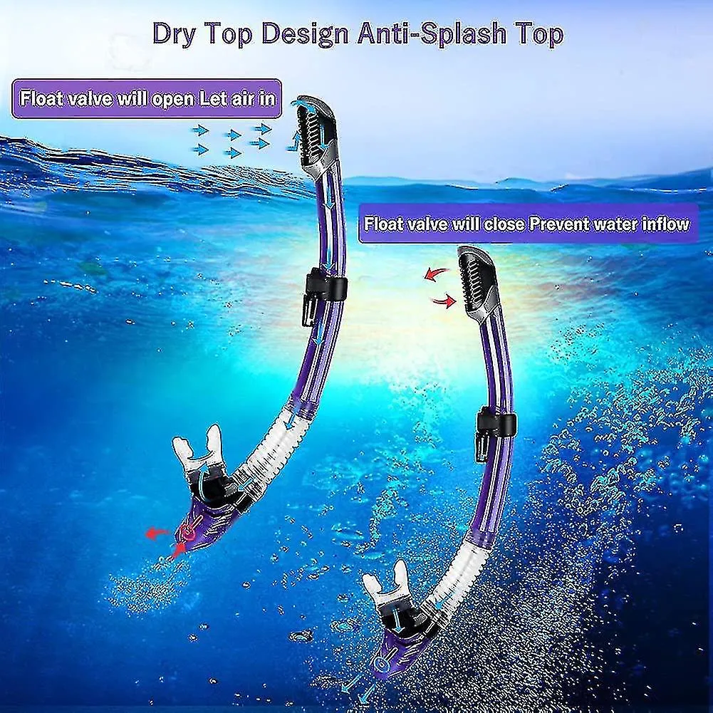 DRY SNORKEL SET,ANTIFOG SCUBA DIVING MASK,PANORAMIC WIDE VIEW DIVING GOGGLE,EASY BREATHIN