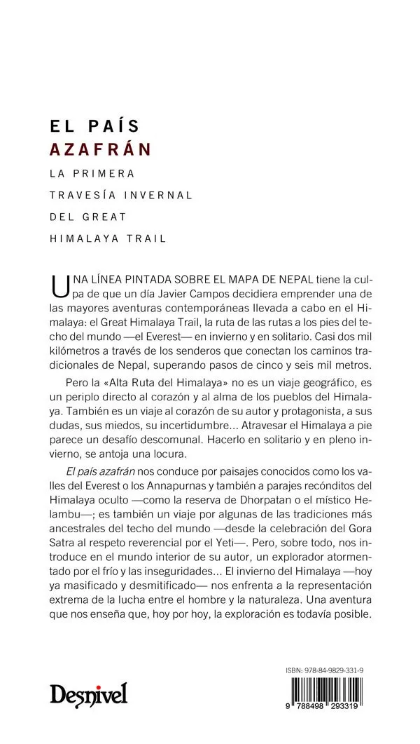 ed. desnivel El País Azafrán Travesía invernal Great