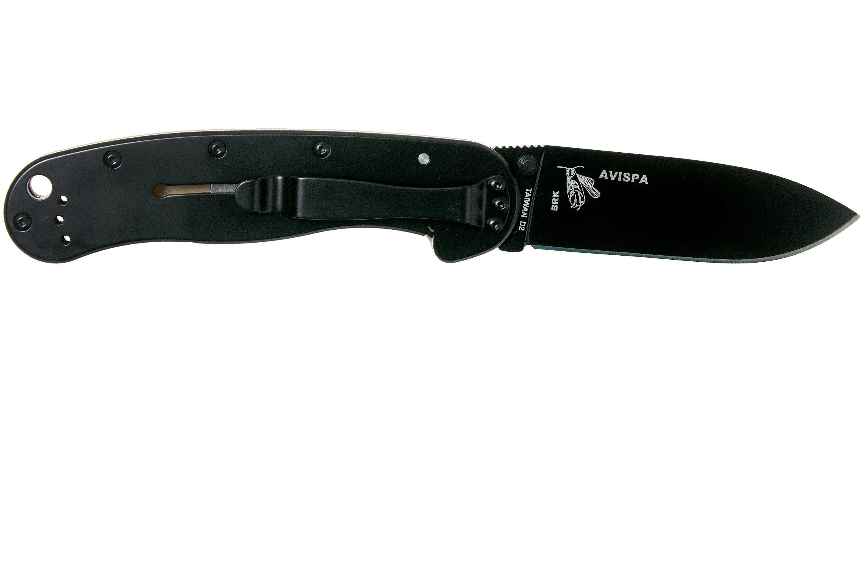 ESEE Avispa navaja, Black D2 blade, Desert Tan Handle BRK1302DTB
