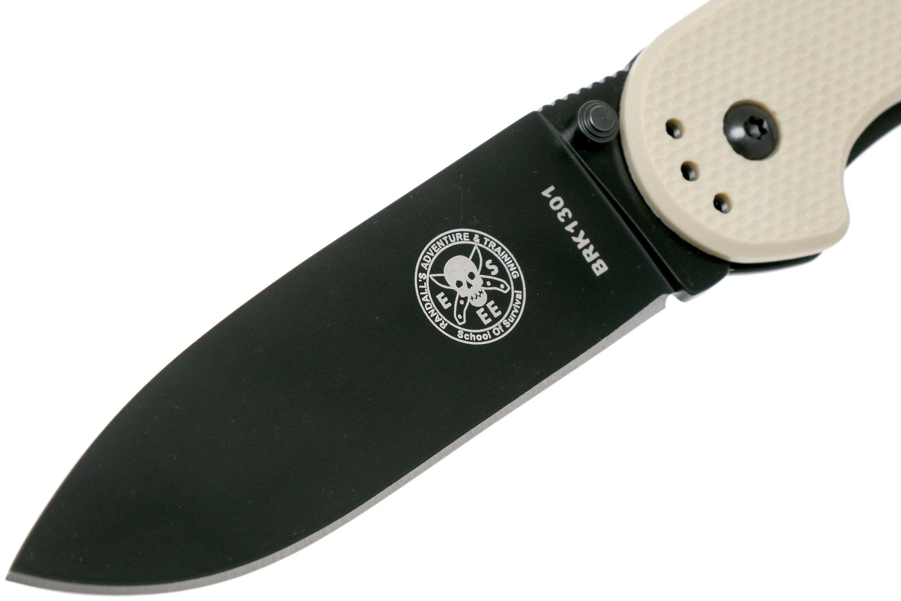 ESEE Avispa navaja, Black D2 blade, Desert Tan Handle BRK1302DTB