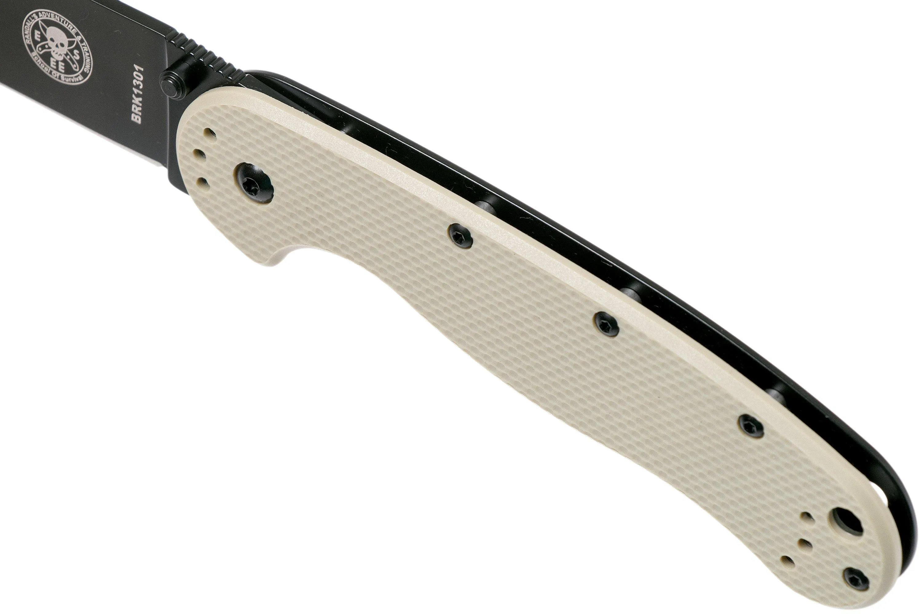 ESEE Avispa navaja, Black D2 blade, Desert Tan Handle BRK1302DTB