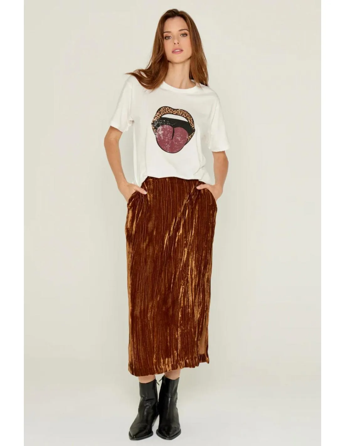 FALDA EFECTO METALIZADO FIVE PARIS JADEN