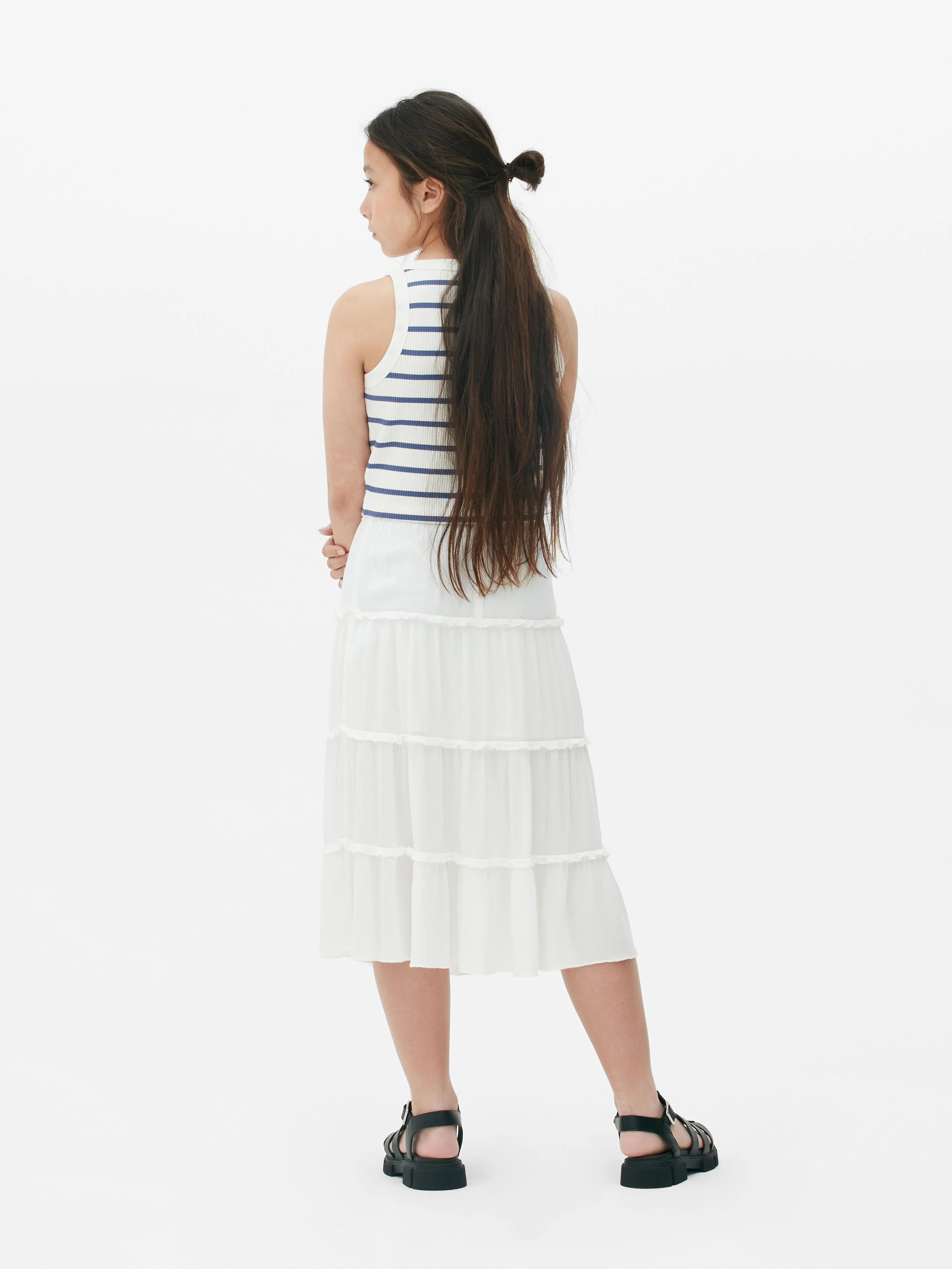 Falda midi de corte evasé a capas