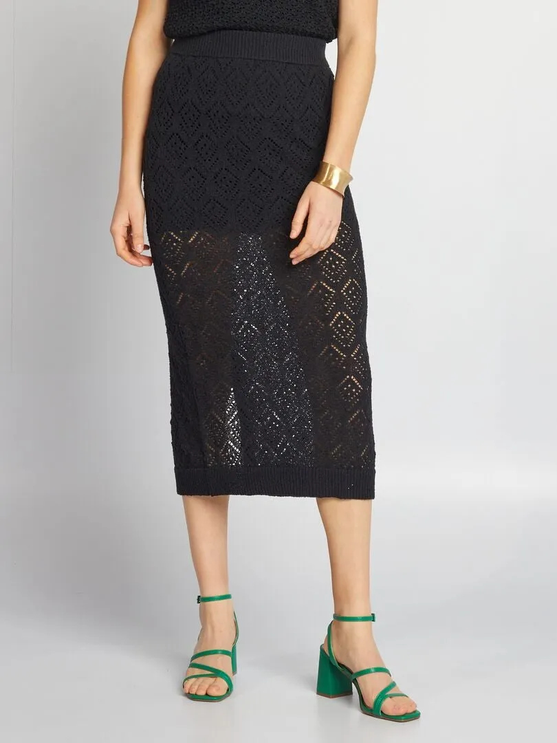 FALDA MIDI DE PUNTO  NEGRO