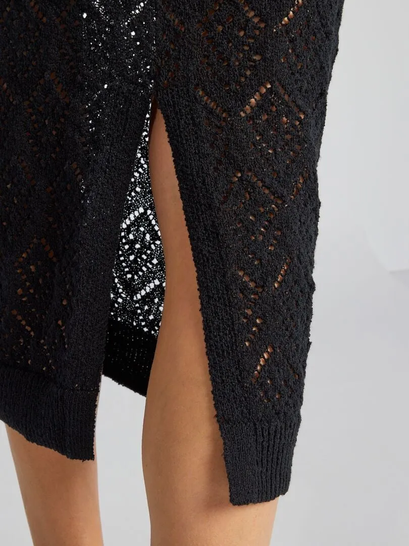 FALDA MIDI DE PUNTO  NEGRO