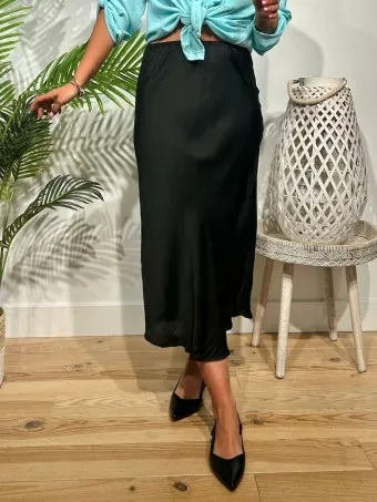 Falda Satinada VIKENDI Negro