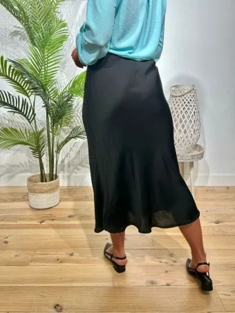 Falda Satinada VIKENDI Negro