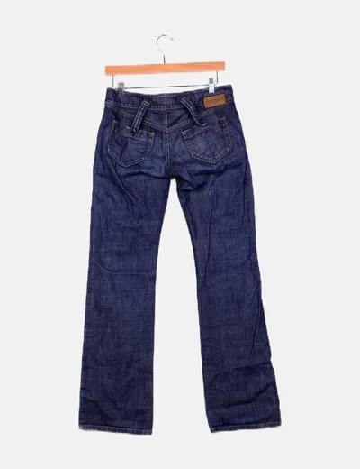 Fornarina Jeans denim azul oscuro botones joya