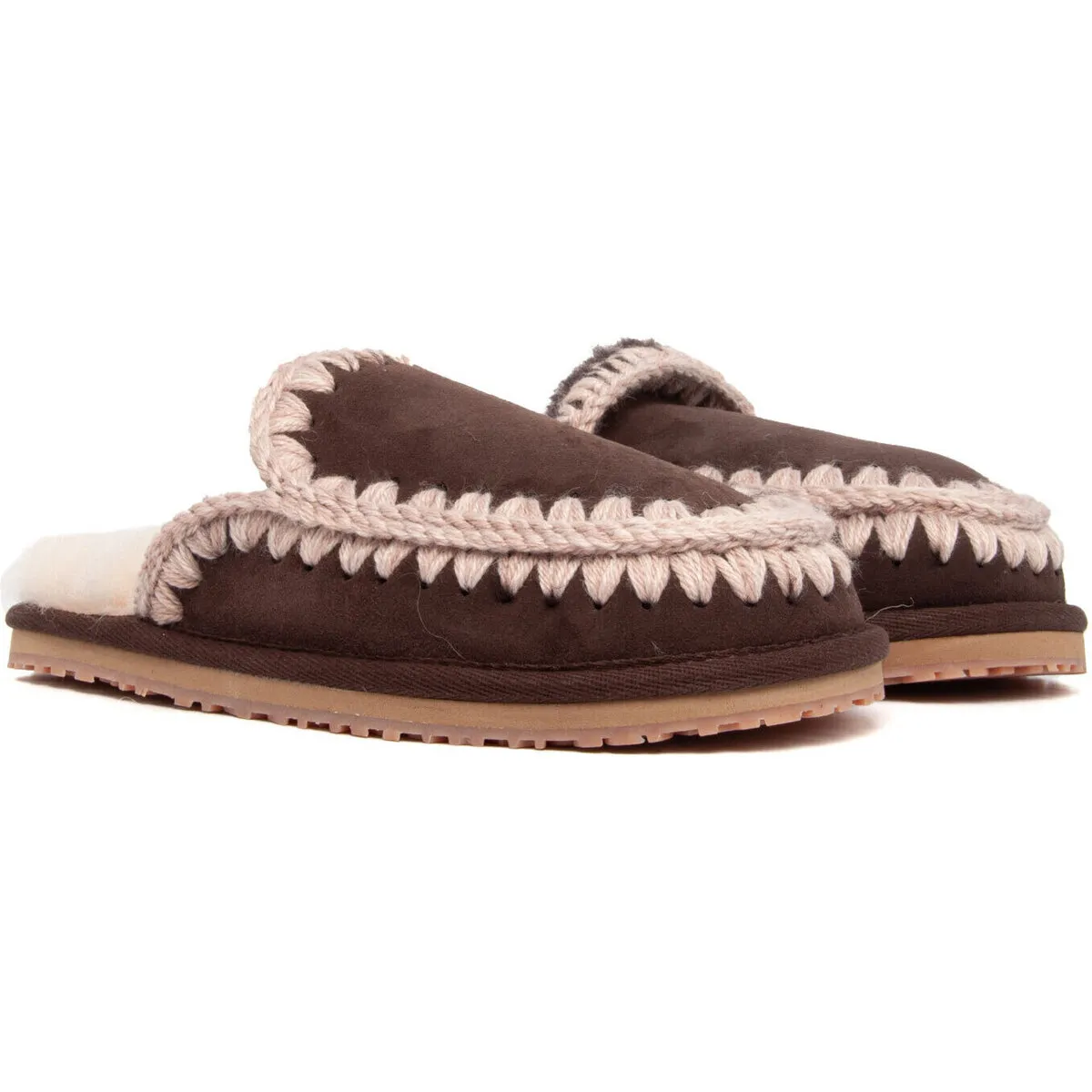 FW161007A SUEDE SLIPPER FULL ESKIMO STITCH MOCHA