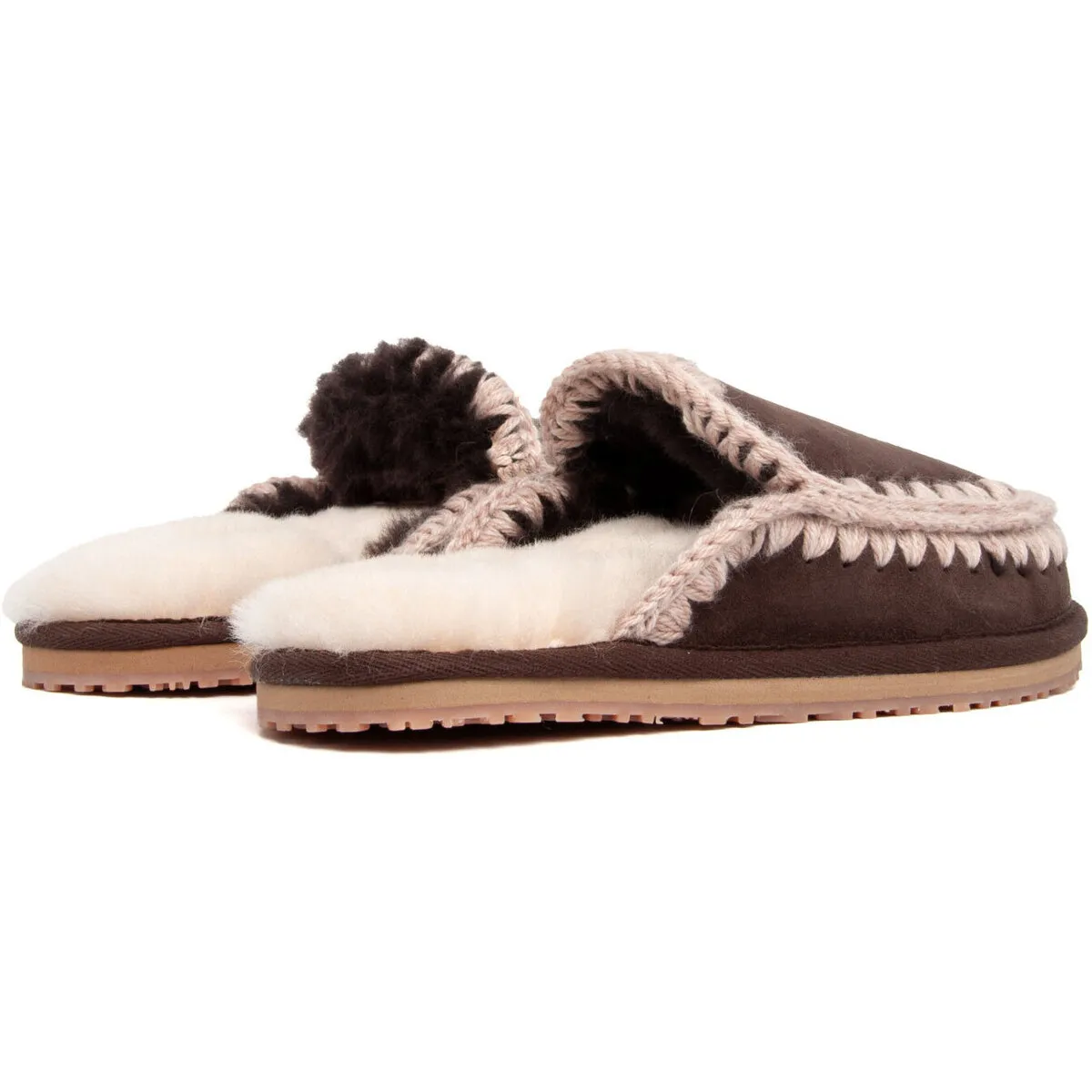 FW161007A SUEDE SLIPPER FULL ESKIMO STITCH MOCHA