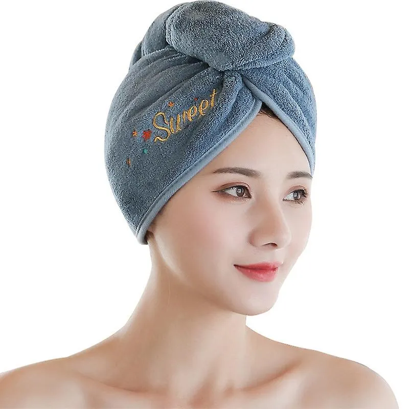 Hair Drying Cap Coral Fleece Absorb Water Quick Dry Turban Thickened Shampoo Cap Hair Wiper Sweet Embroidery For Women