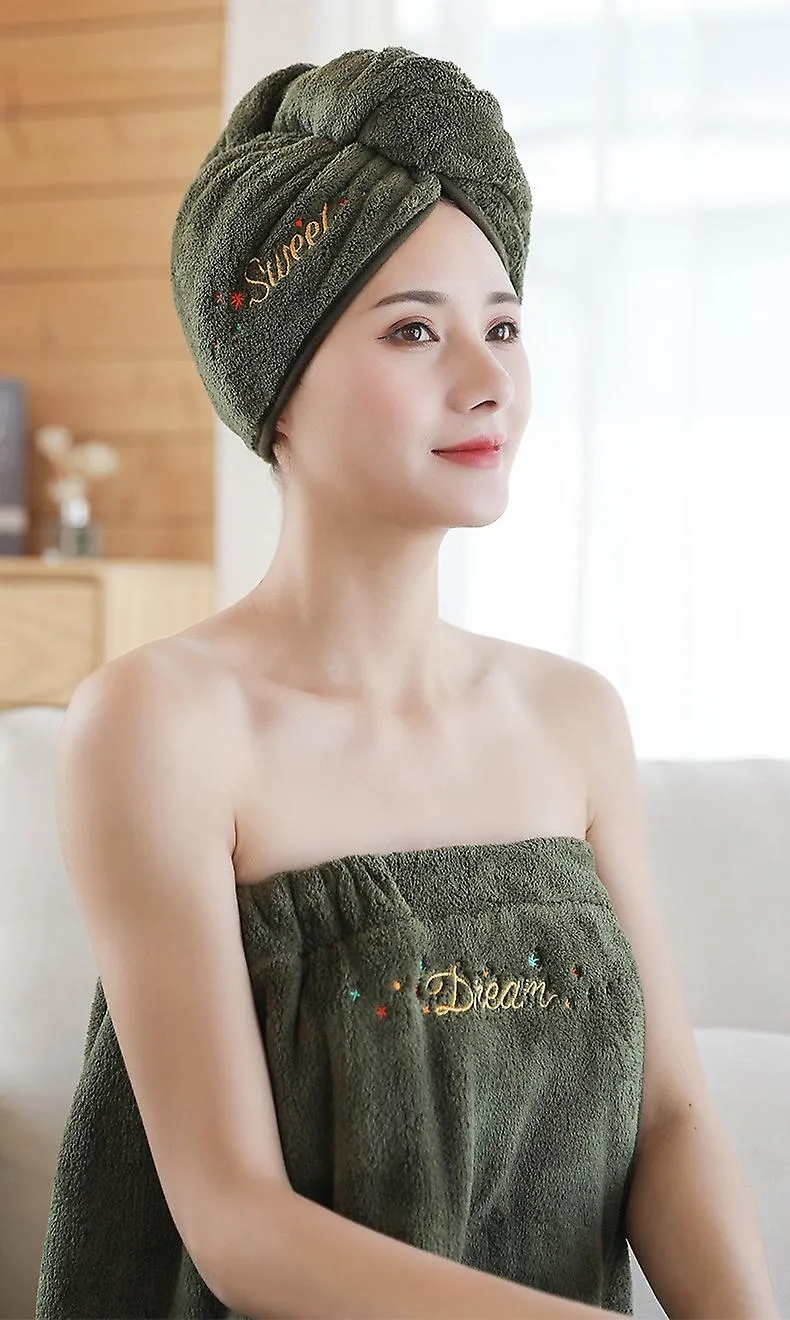 Hair Drying Cap Coral Fleece Absorb Water Quick Dry Turban Thickened Shampoo Cap Hair Wiper Sweet Embroidery For Women