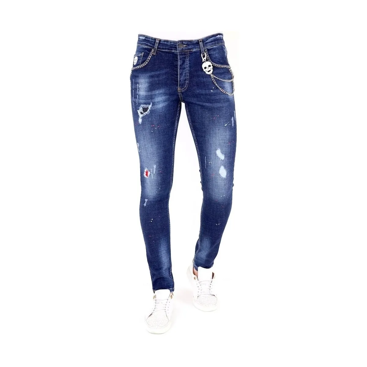 Jeans Rotos Salpicaduras Pintura