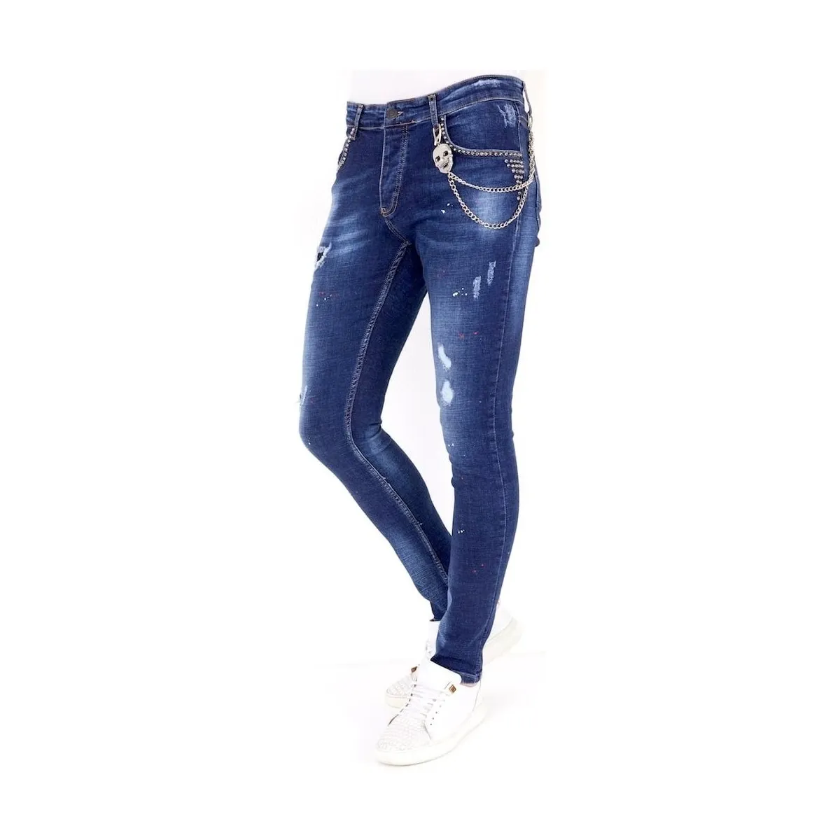 Jeans Rotos Salpicaduras Pintura