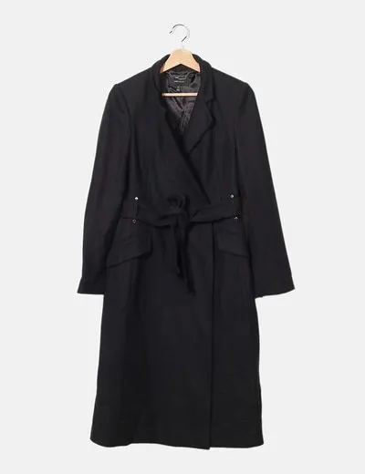 Karen Millen Abrigo largo de paño negro
