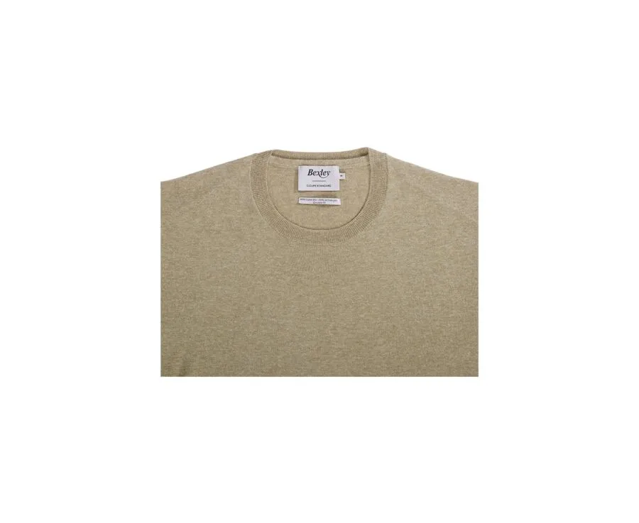 KHAKI MELANGE ROUNDNECK  COTTON/LINEN JUMPER  CLINDMIR