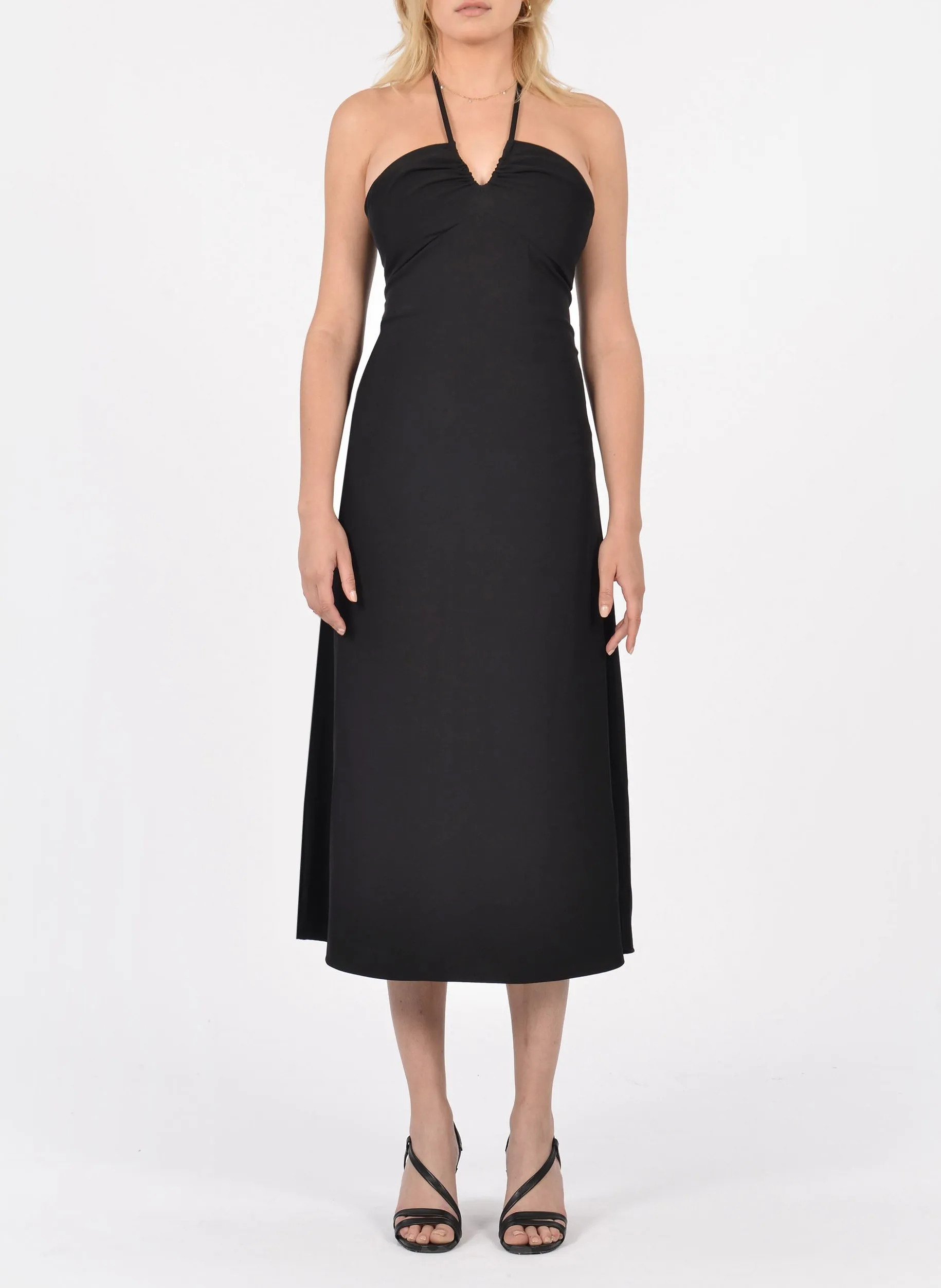KOOKAI KATIA  VESTIDO MIDI RECTO EN NEGRO