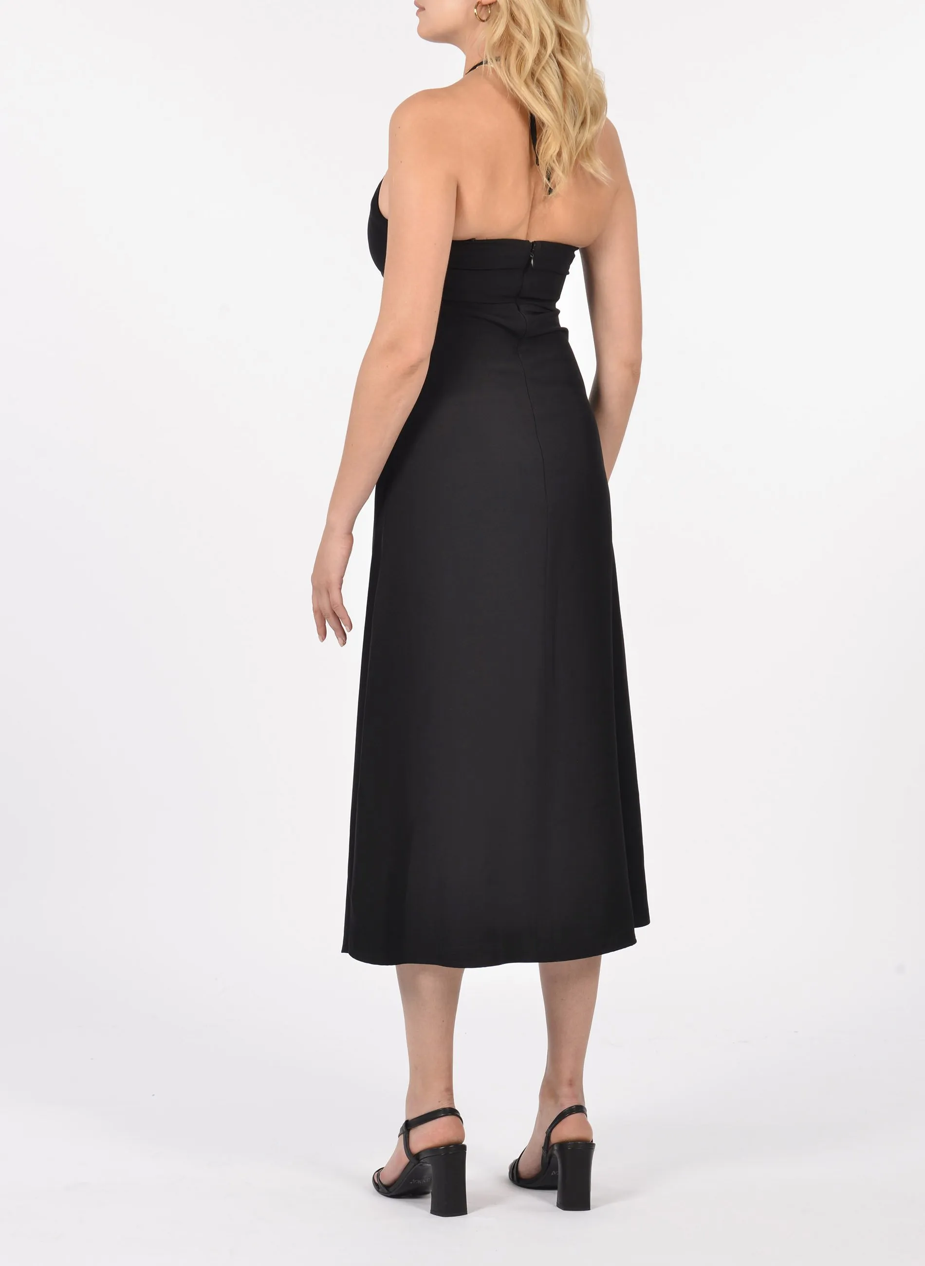 KOOKAI KATIA  VESTIDO MIDI RECTO EN NEGRO