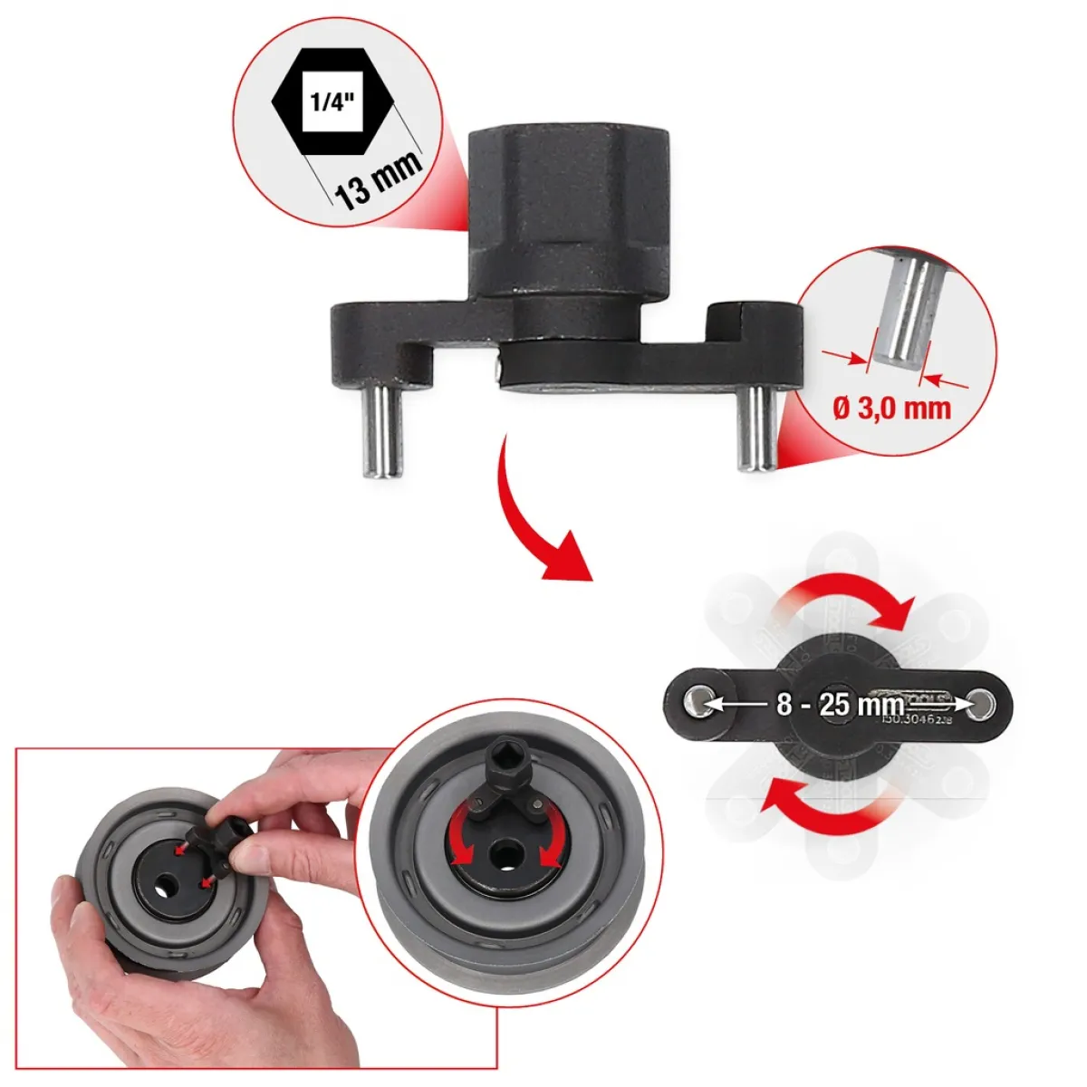 LLAVE ESPIGA UNVIVERSAL 1/4  KS TOOLS 150.3046