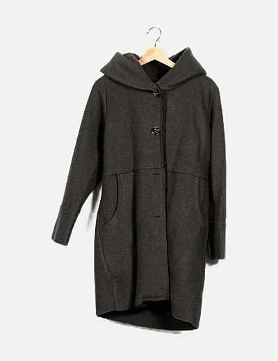 Made in Italy Abrigo gris con capucha