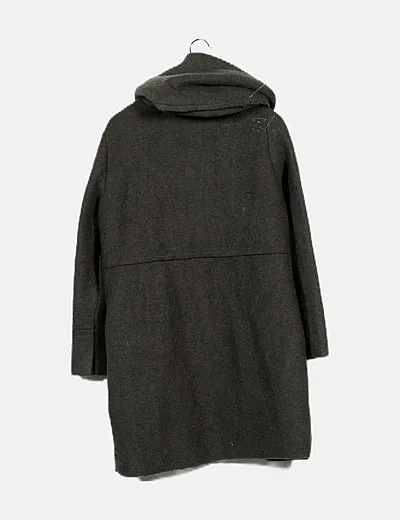 Made in Italy Abrigo gris con capucha