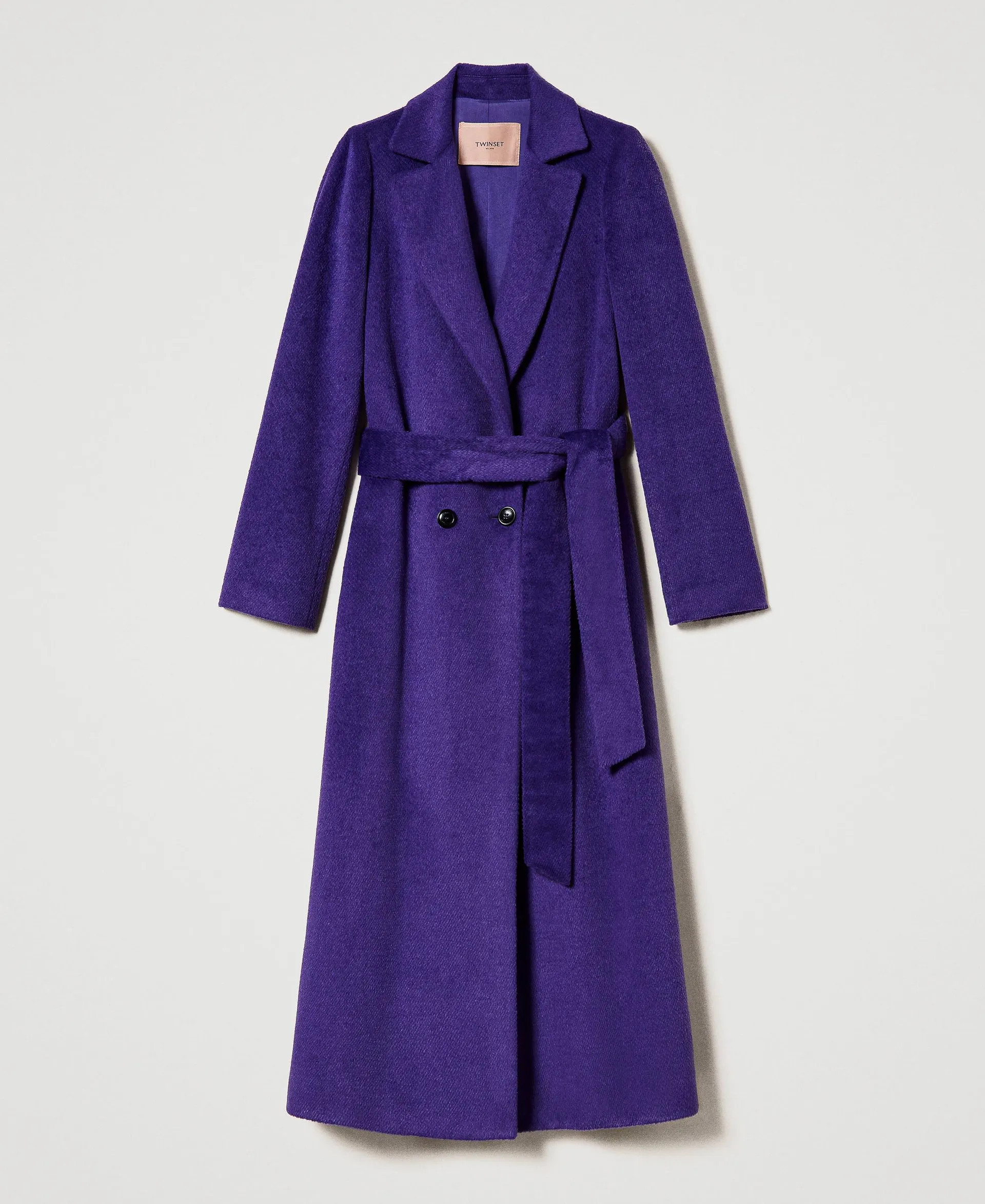 Manteau long en drap de laine mélangée