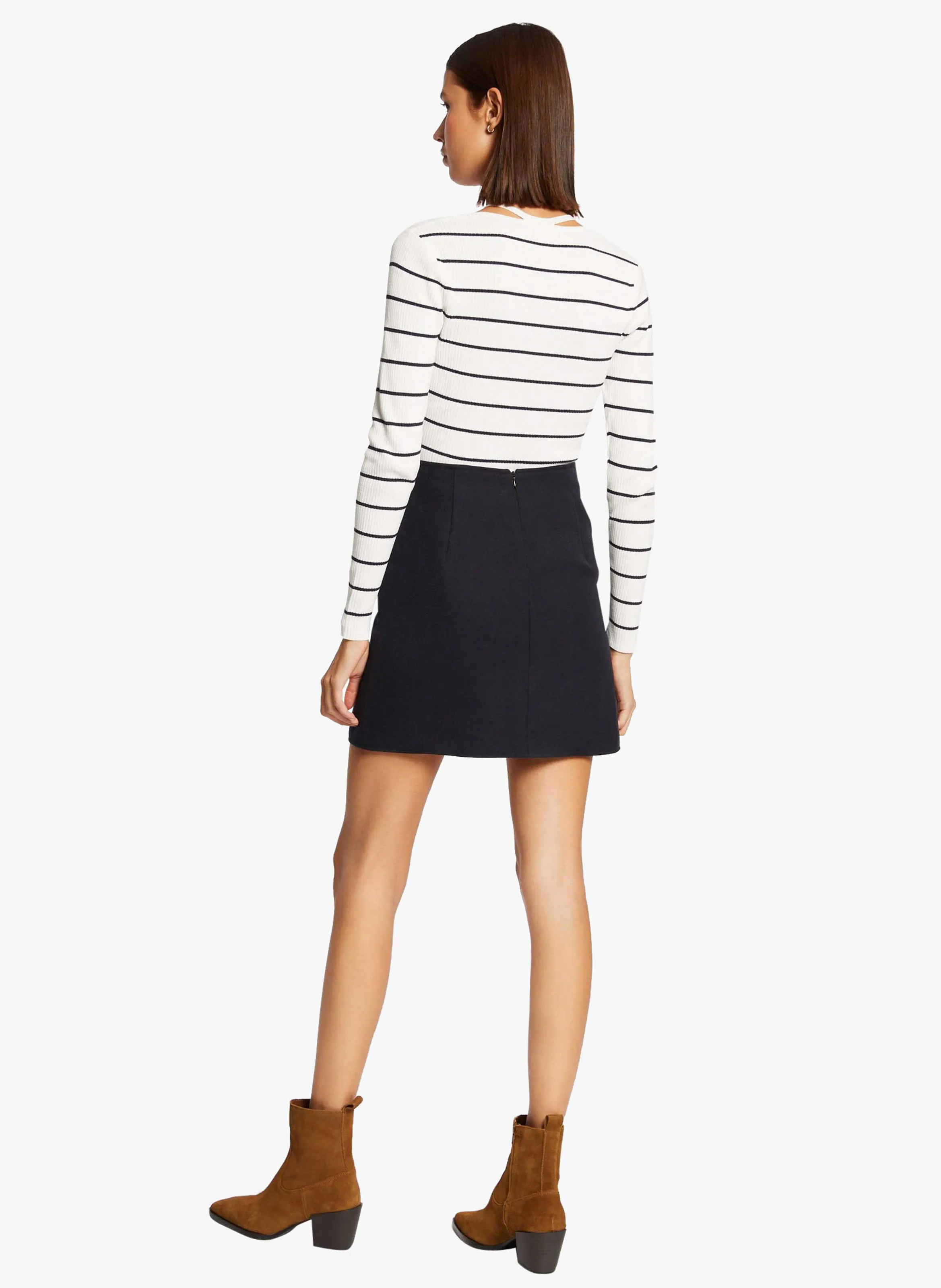 MORGAN MUSA  JERSEY AJUSTADO DE PUNTO FINO EN BEIGE