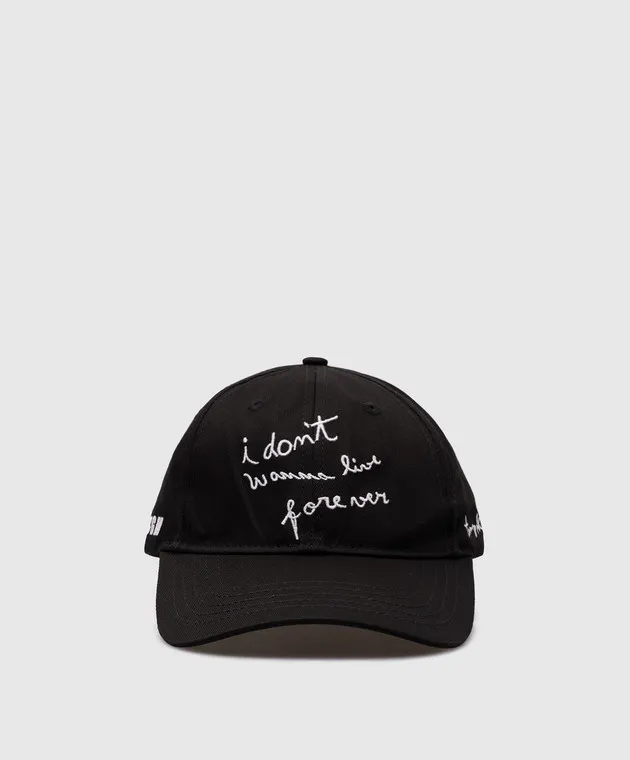 MSGM Black cap with contrasting embroidery