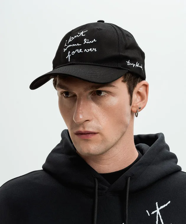MSGM Black cap with contrasting embroidery