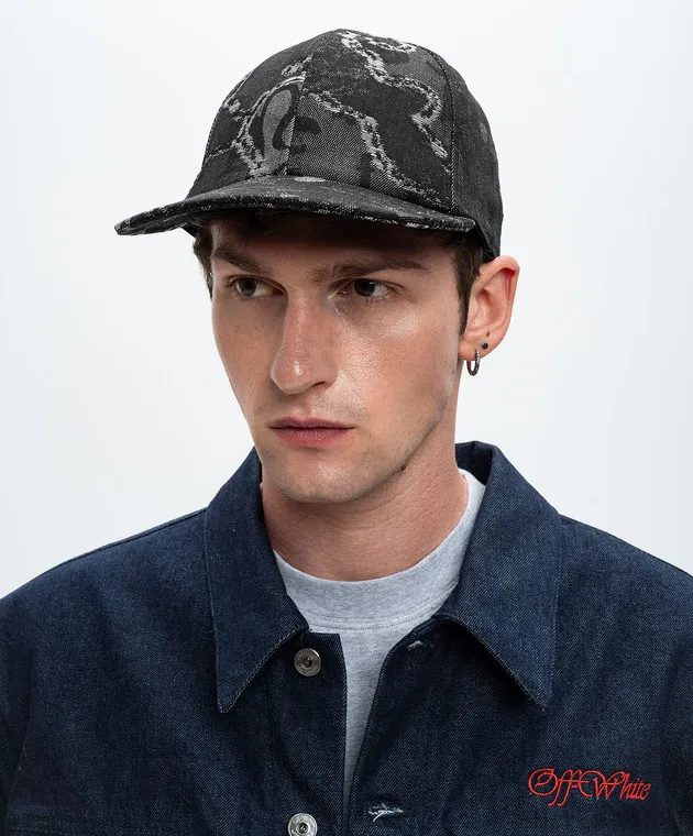 OFFWHITE BLUE CAP IN A WOVEN PATTERN