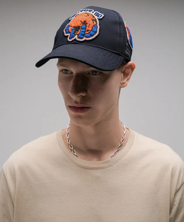 OFFWHITE BLUE CAP WITH APPLIQUé