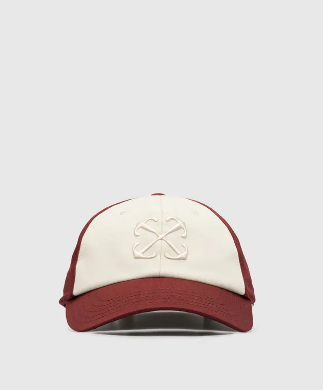 OFFWHITE BURGUNDY CAP WITH ARROW EMBROIDERY