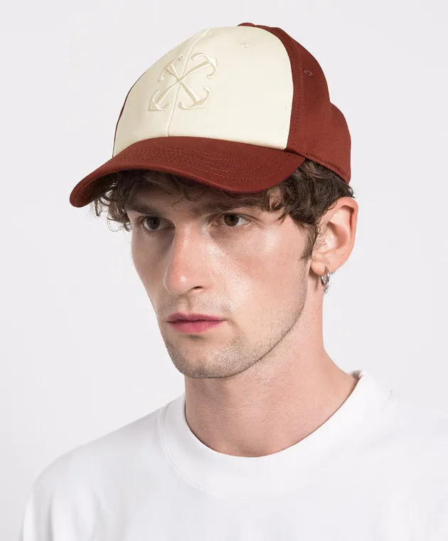 OFFWHITE BURGUNDY CAP WITH ARROW EMBROIDERY