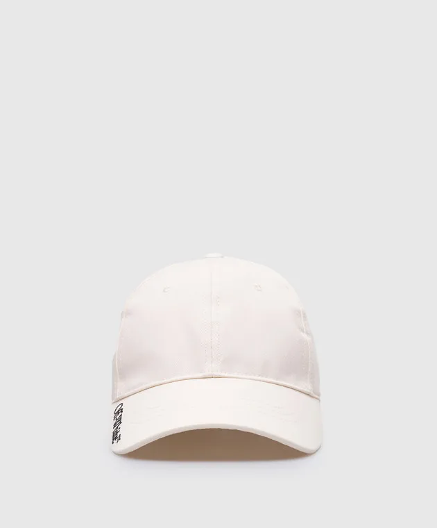 OFFWHITE WHITE CAP WITH CONTRASTING LOGO EMBROIDERY